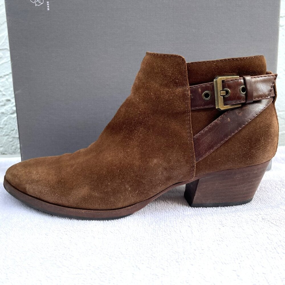 Aquatalia Farin Brushed Oil Weatherproof Brown Chestnut Suede Ankle Boots